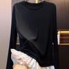 European-Inspired Black Patchwork Pullover: Trendy and Comfortable Autumn 2025 Women's Top