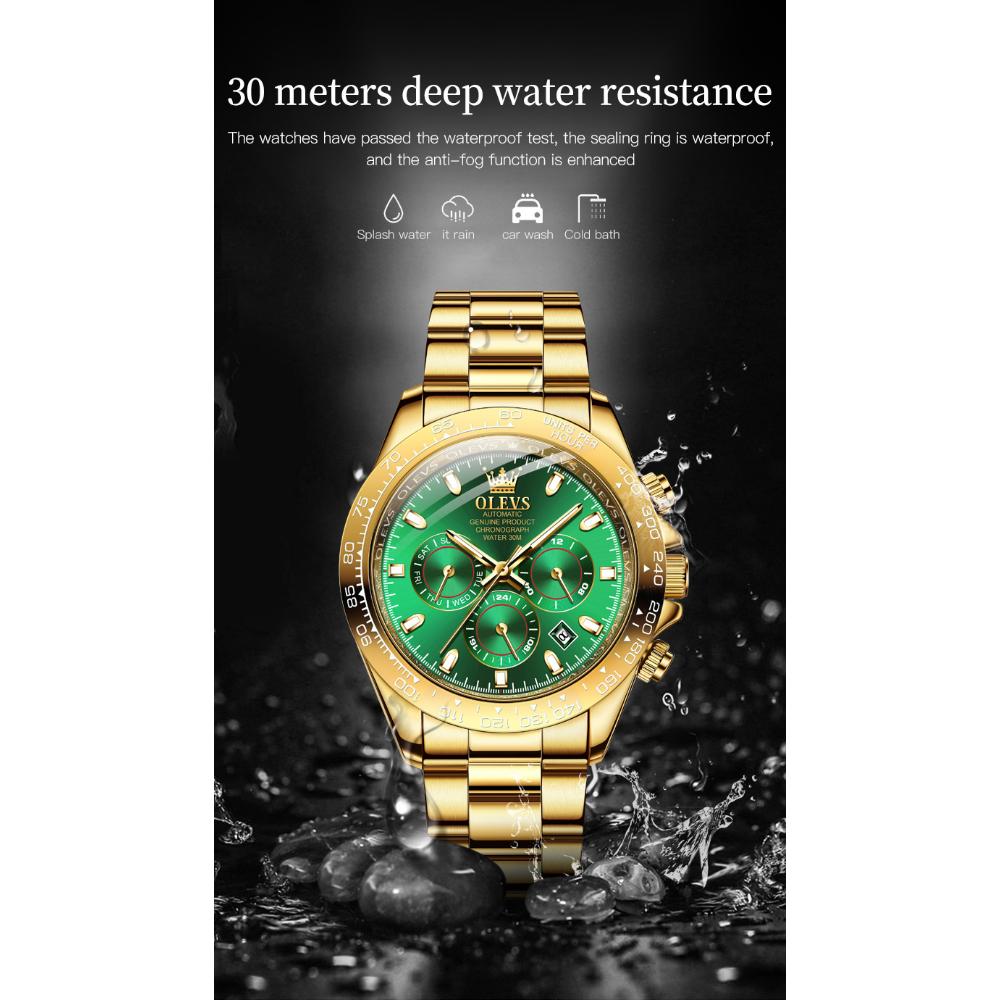 OLEVS New Quality Three-eye Watch Luminous Waterproof Multifunctional Automatic Mechanical Watch for Men