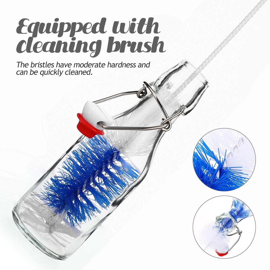 6Pcs Glass Bottle with Anti Leak Buckle Lid Set Sealed Swing Top Containers for Water Beer Juice Portable Household Storage