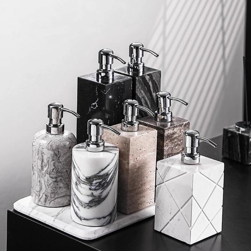 Creative Square Marble Lotion Bottle Hotel Bathroom Shampoo Refill Bottle Household Shower Gel Soap Dispenser Bathroom Accessory