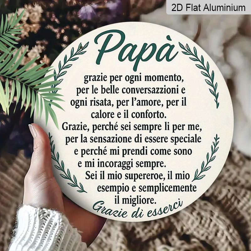 2D Flat, 1pc 7.87x7.87 Inch Round Italian-style Aluminum Sign, "Thank You Father" Vintage Decorative Plaque, Father's Day Appreciation Gift Decor