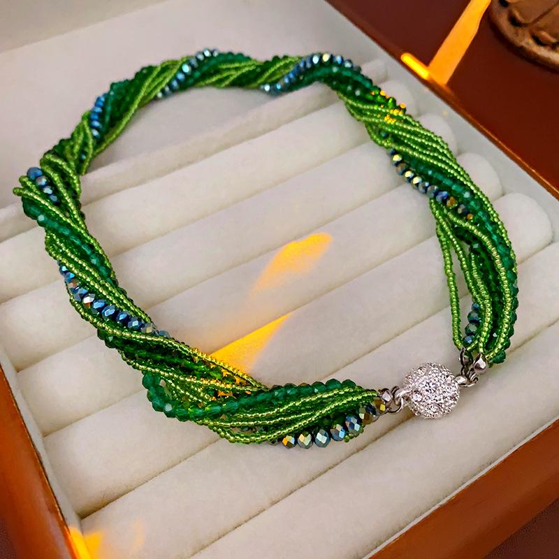 Korean Diamond-Studded Crystal Multi-Layer Wrap-Around Bracelet - Light Luxury Exquisite Bangle with a High-End Elegant Touch.
