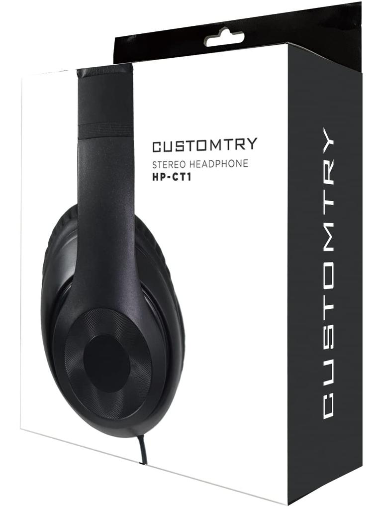 CUSTOMTRY HP-CT1 Closed-Back Headphones with 40mm Drivers (Includes 6.35mm Stereo Adapter Plug), Black