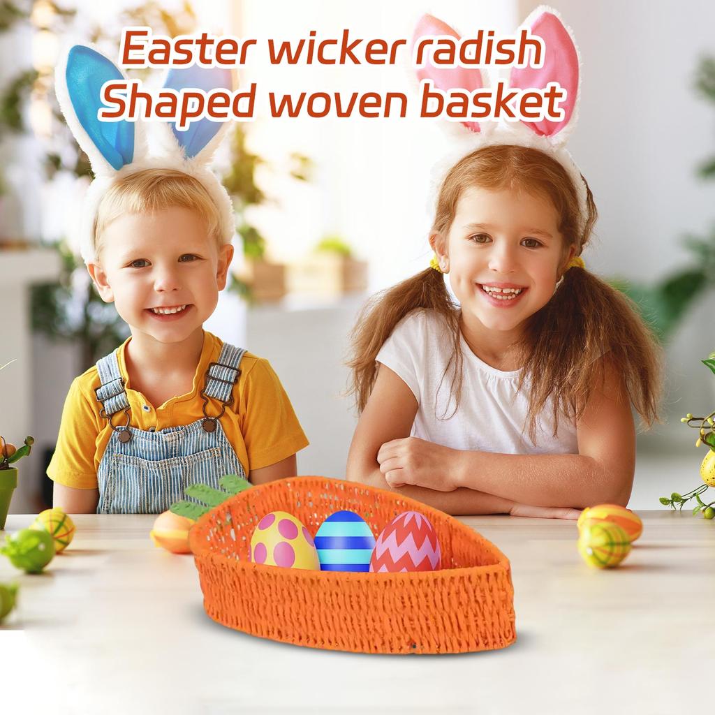 Easter Woven Radish-shaped Basket For Storage And Decoration