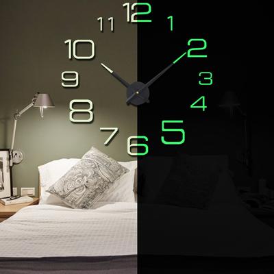 3D Large Luminous Wall Clock Mirror Sticker DIY Digital Mute Clocks Roman Numeral Acrylic Wall Clock Home Living Room Decoration