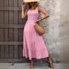 Sommer Damen Latzrock Falten-Patchwork A-Linien-Kleid