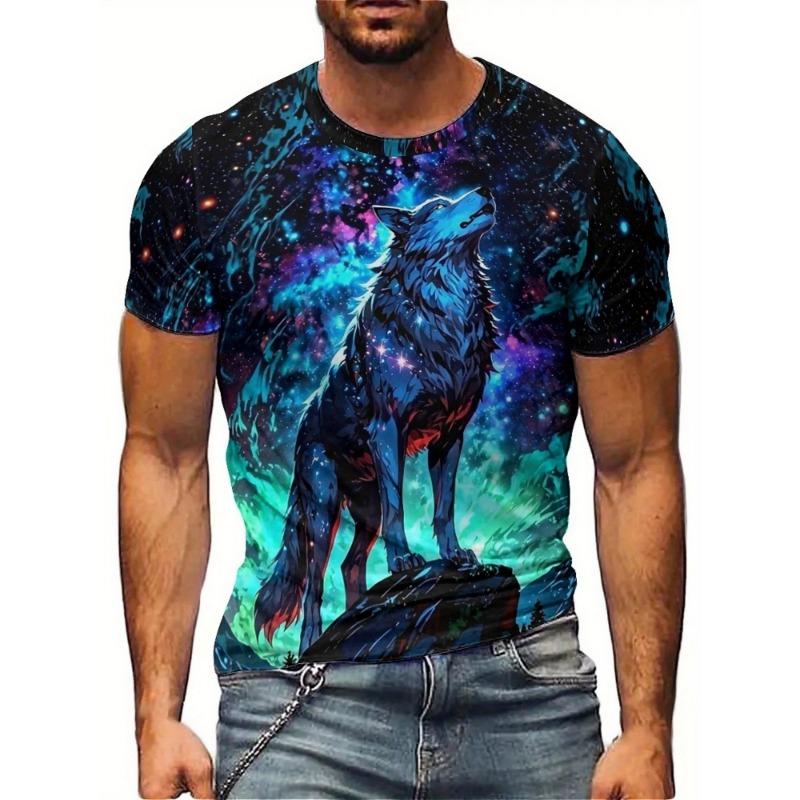 Men's Vibrant 3D Abstract Swirl T-Shirt - Colorful Artistic Pattern, Casual Polyester Knit