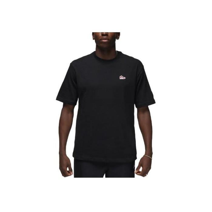 

Jordan Однотонная трикотажная футболка с коротким рукавом и логотипом, черная, с круглым вырезом, FN5982-010 S