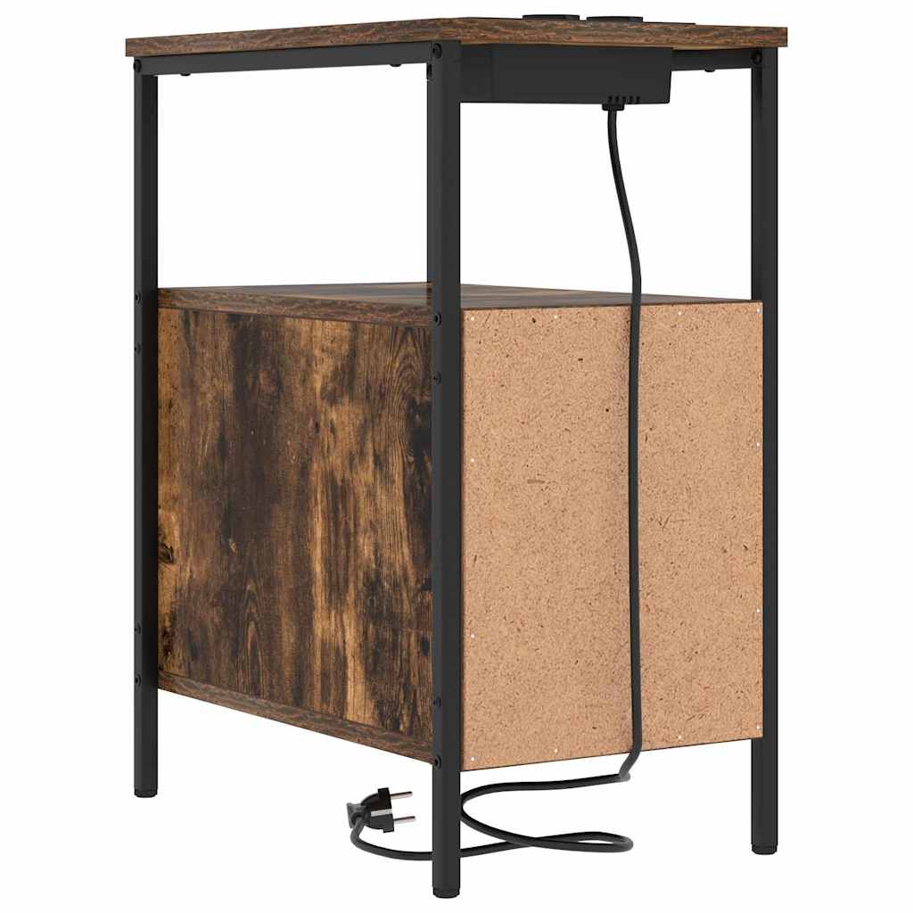 Nightstand Smoked Oak 30 X 48 X 61 Cm Engineered Wood