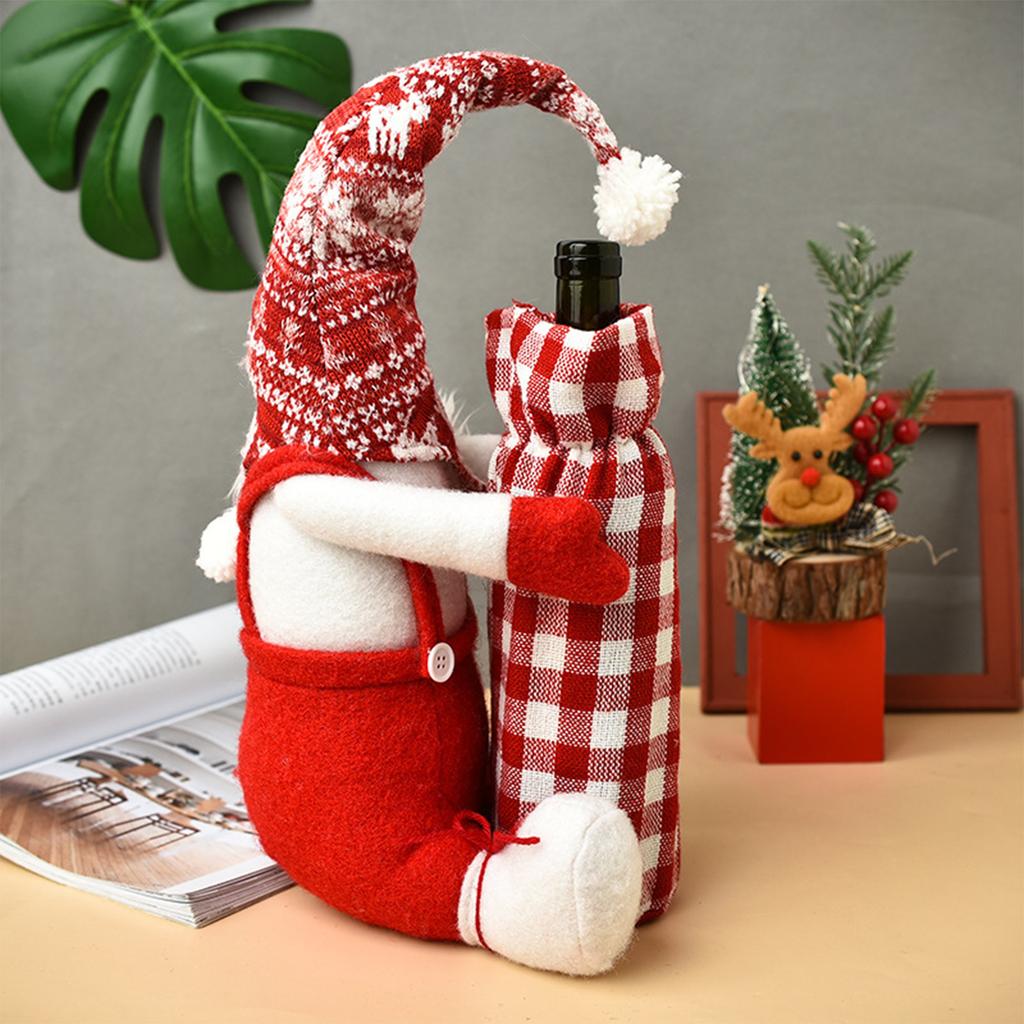 1 Set Christmas Faceless Doll Wine Bottle Cover Christmas Party Wine Bottle Cover Faceless Doll Wine Bottle Sleeve for Party