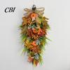 Christmas Tree Hanging Decorations Artificia Fall Teardrop Swag, Autumn Harvest Sunflowers Pumpkins Leaves Berries Door Farmhouse Fireplace