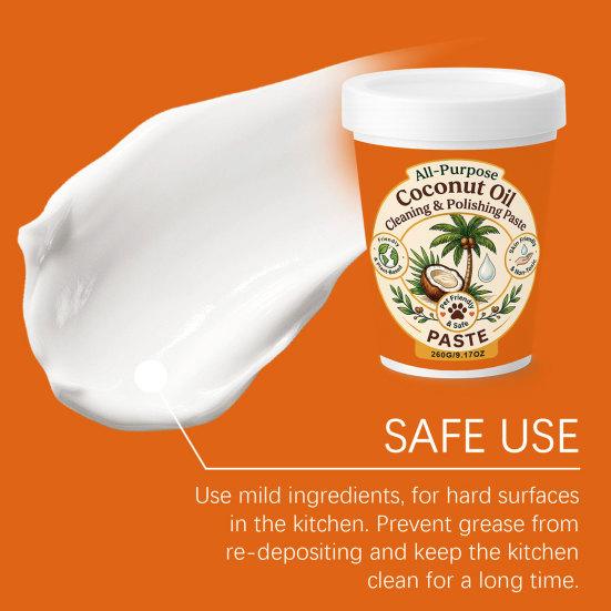 Deep Cleaning Polishing Paste, Multi-Purpose Coconut Oil Based Solid Paste for Stainless Steel Copper Furniture Kitchen Surfaces Natural Fragrance