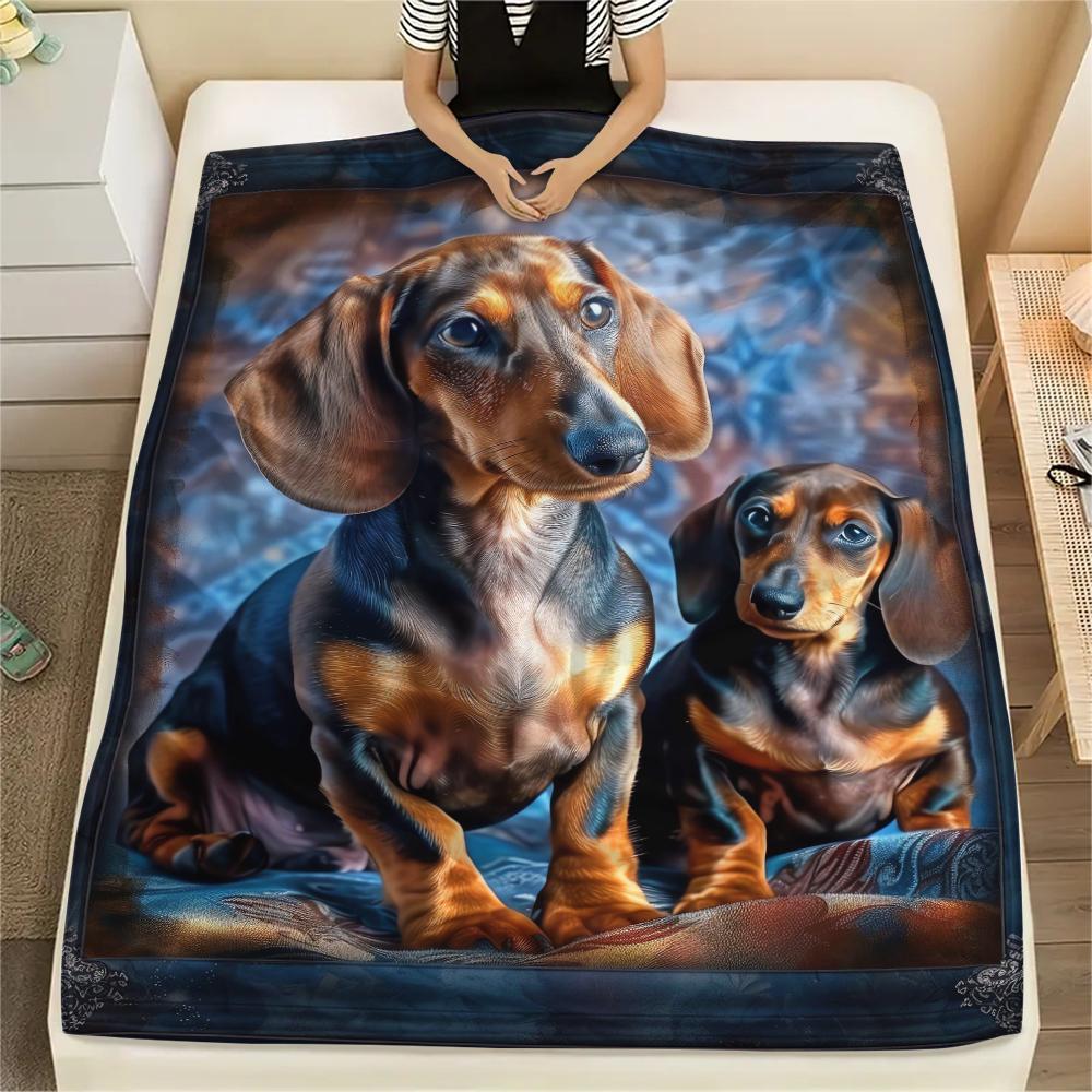 1 Stück Dackel-Puzzle-Print Flanelldecke, Hohe Qualität, Bequem für alle Jahreszeiten, Heimdekoration, Wärme und Komfort, Perfekt für Weihnachtsgeschenke