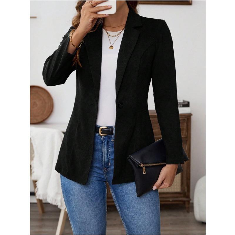 Women's 2025 Autumn and Winter New Corduroy Solid Color Suit Button Jacket