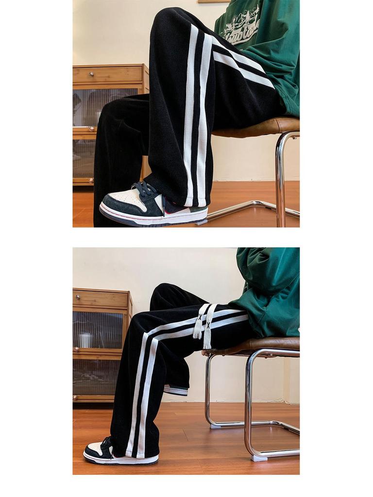 Męskie wszechstronne spodnie sztruksowe o dużej gramaturze - Wiosna/Jesień Proste nogawki Luźny krój Modna odzież codzienna