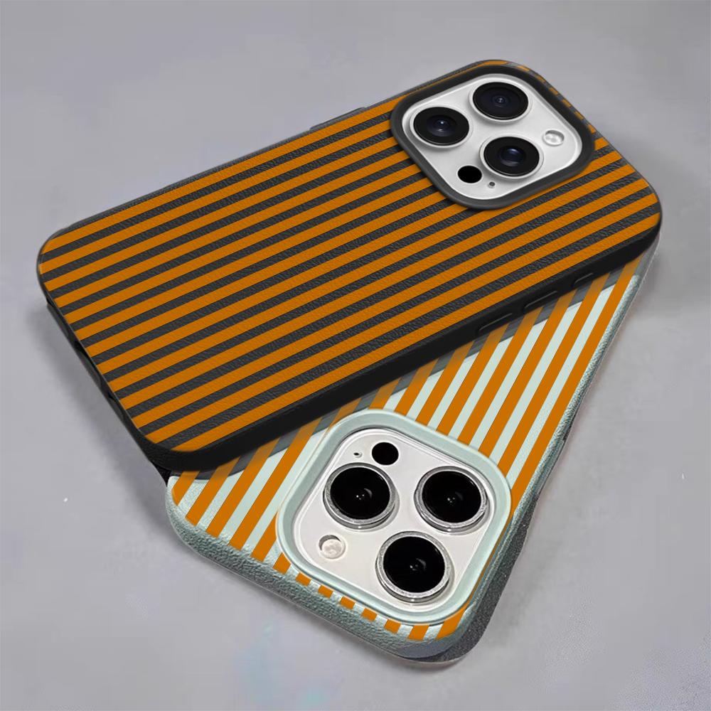 Pink Orange Stripe Soft Phone Case for iPhone 17 17E 16 15 14 13 12 11 Pro Max Cute Shockproof Protective Cover