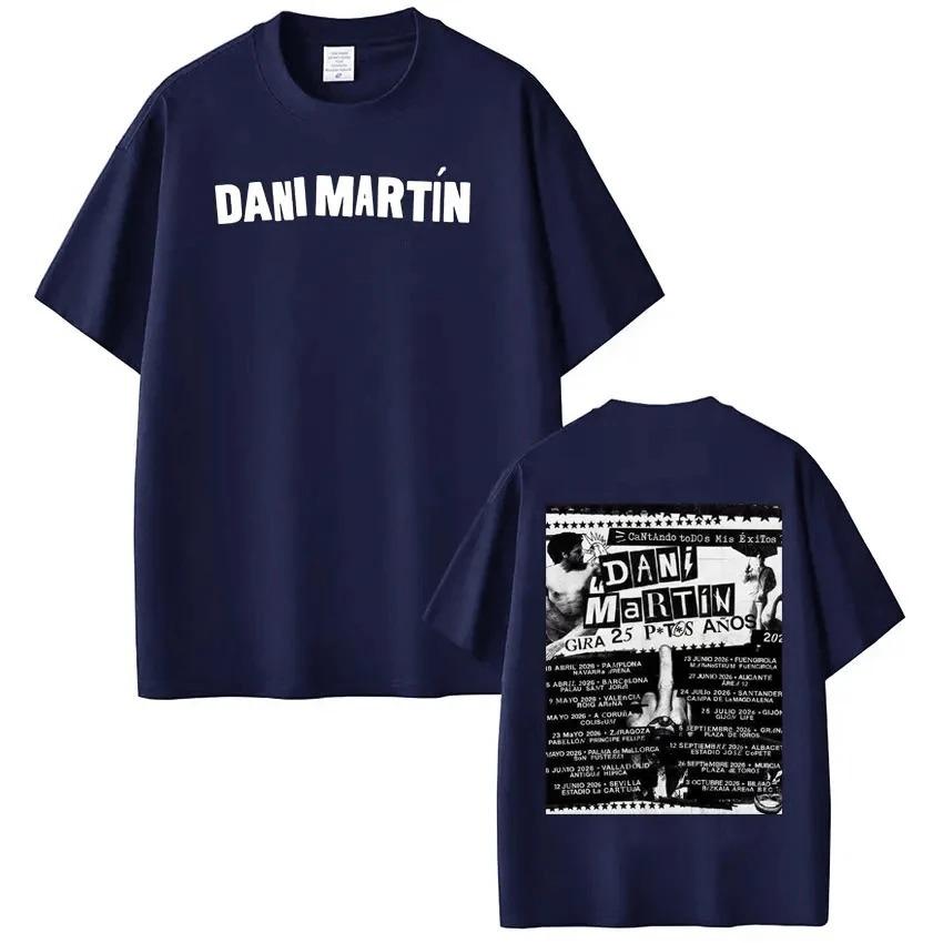 Cotton Casual T-Shirt with Dani Martín’s "Gira 25 Puntos Años" Tour Double-Sided Print Featuring Artist Name and Vintage Concert Poster with Tour Date