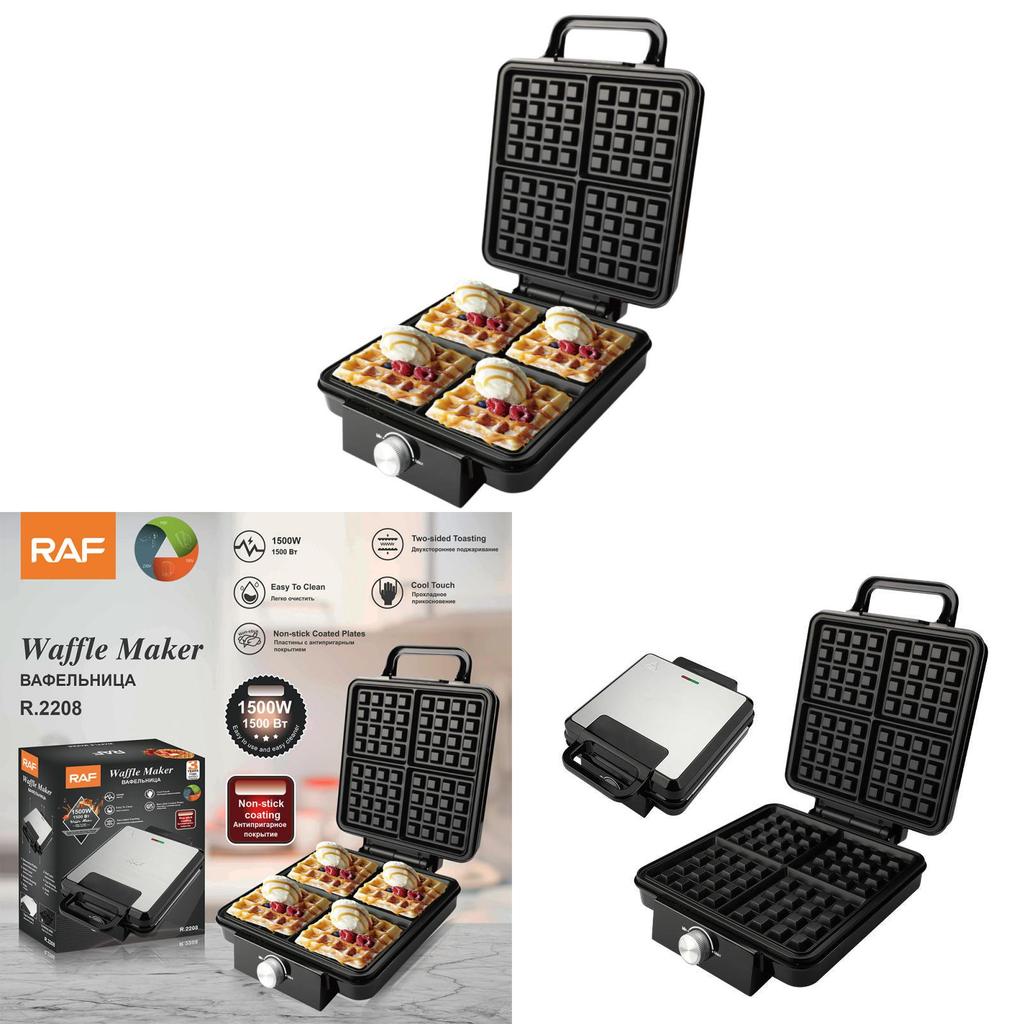 4-Scheiben Antihaft-Waffelautomat Doppelseitige Heizung Temperaturregelung Pfannkuchen Eierkuchen Backmaschine