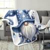 Magical Gnome Blanket - Soft Cozy Throw with Blue Stars and Owl Design, Perfect for Home Decor, Unique Gift for Fantasy Lovers