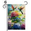 Hummingbirds Hydrangeas Garden Ag 12x18 Inch Double Sided Burlap, Spring Su...