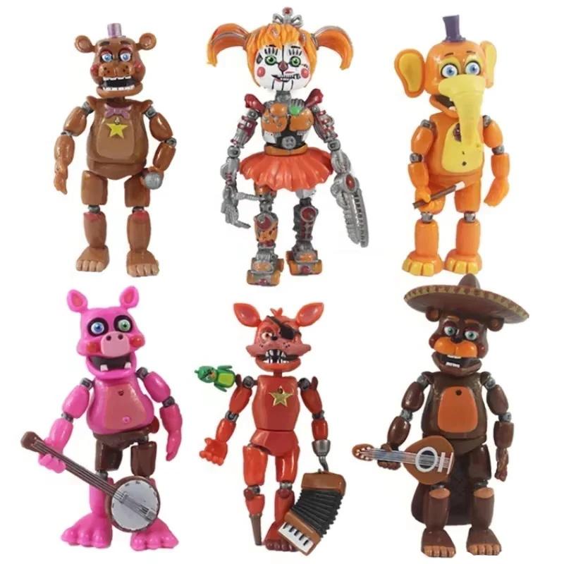 5-6Pcs/Set FNAF Security Breach Action Figures Joint Movable Detachable Bonnie Foxy Fazbear Bear Doll Playthings