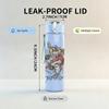 1PC Colorful warrior character graphic print 750ml colorful plastic sports water bottle leakproof pop lid with straw for outdoor office home use