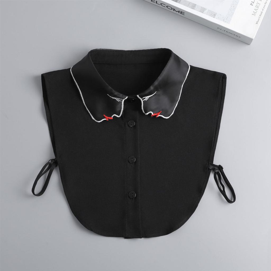 New Ruffle Detachable Collars For Women Tie Vintage White Black Fake Collar Lady Lace False Collar Shirt Lapel Blouse Top Women