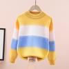 Boy's Round Neck Knit Sweater - Pure Cotton, Fleece-Lined for Autumn/Winter