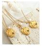 Abstract Art Irregular Pendant Freshwater Pearl Necklace for Women - Gold-Plated Titanium Steel