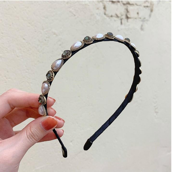 French Retro High Crown Wide-Brimmed Plush Headband for Face Washing and Outings