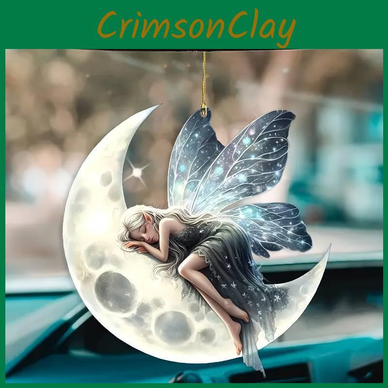 Acrylic Christmas Tree Flat Moon Elf Car Interior Decor With Simple Style For Holiday Festivities