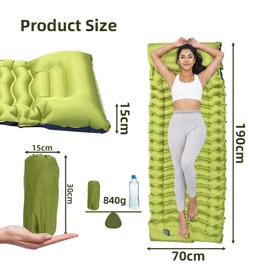 TPU Air Camping Inflatable Mattress Foldable Portable Lightweight Foot-Pump Super Elastic Composite Outdoor Mat Single