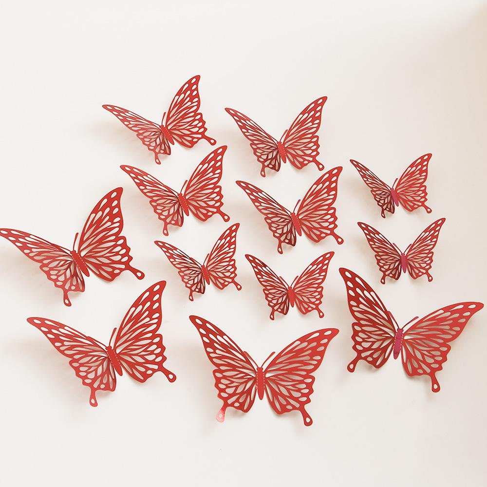 Schwarze 3D-Schmetterlings-Wandaufkleber für Wohnzimmer, Feiertags- oder Hochzeitsdekoration.
