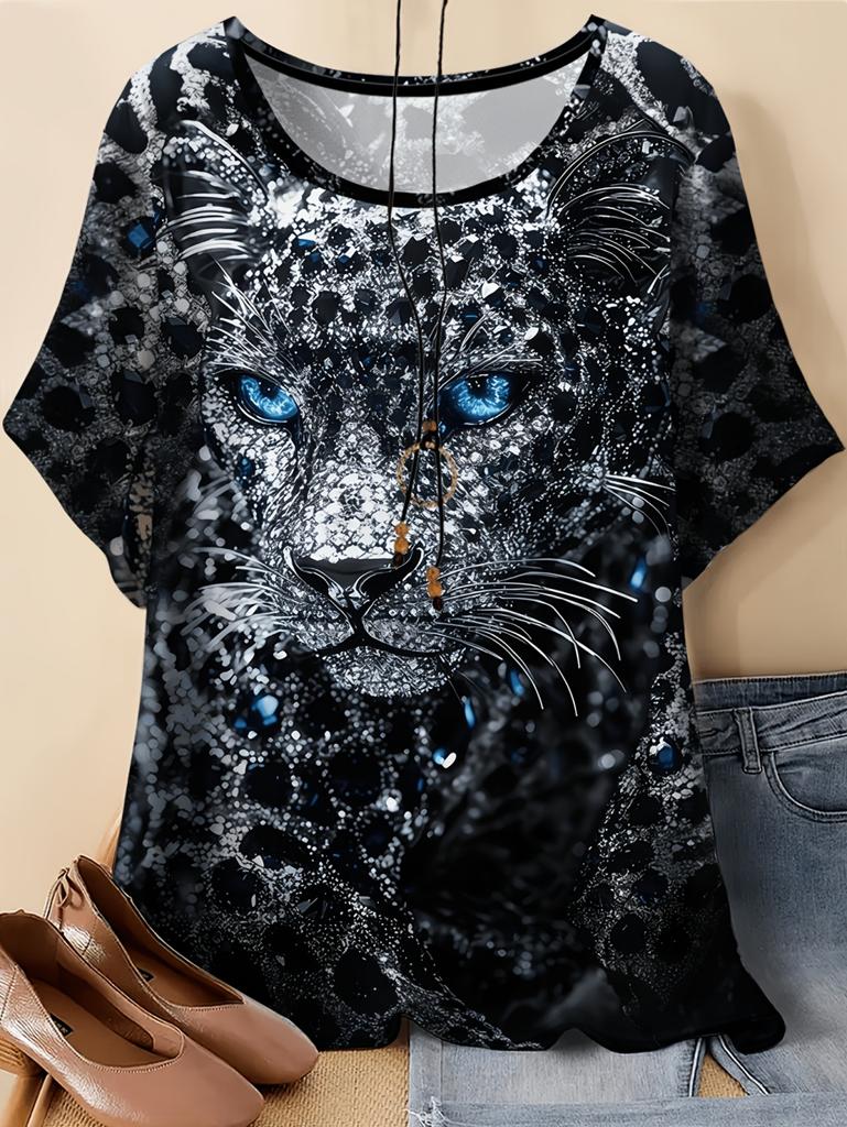 New Women 3D Print Animal T-Shirt Cool Cheetah Graphic Tees Summer T-Shirts Tops Oversize Short Sleeves Y2k Street Women Clothes