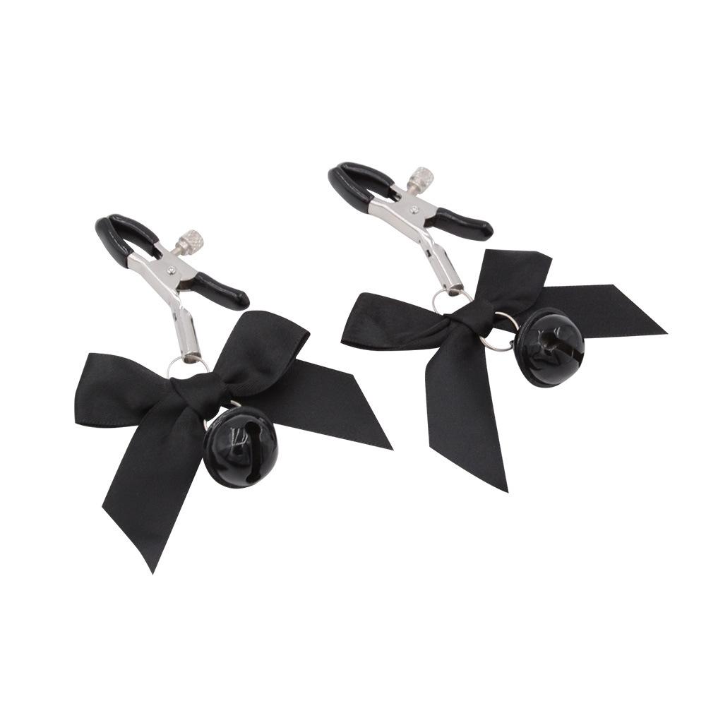 SM колокольчик зажим для сосков бант клиторальный зажим для взрослых флирт стимуляция сосков женщина рабыня обучение пара сексуальная секс игрушка a Pair of Black