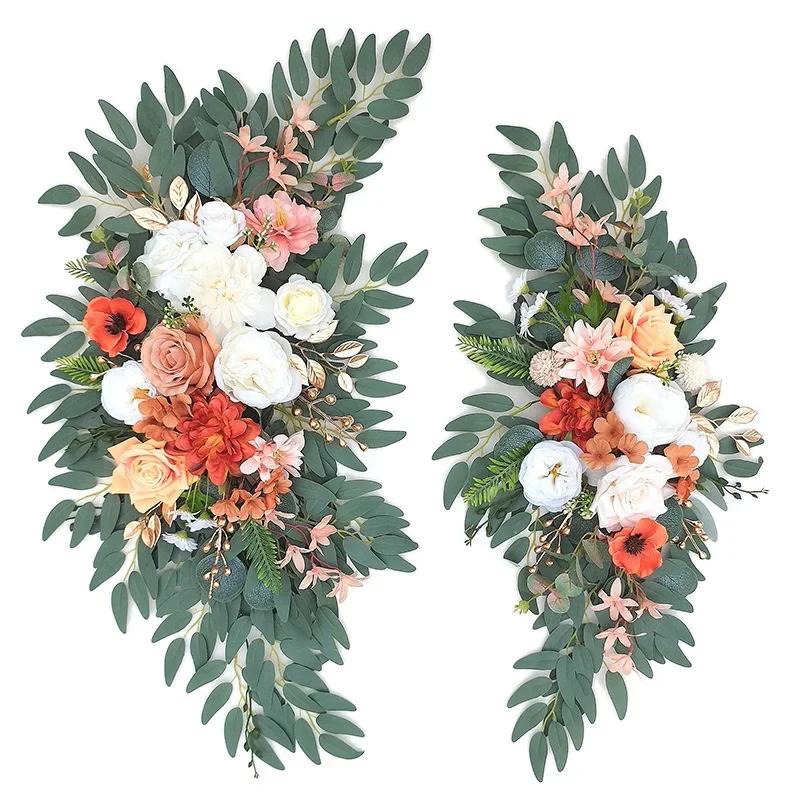 2 Piece Large Artificial Flower Arch Wedding Decor Floral Display Background Fake Plant Party Wall Ceremony Holiday Decoration