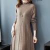 Vestido de Punto Midi Vestido Suéter de Color Sólido para Mujer Vestido Suéter de Punto hasta la Rodilla para Otoño e Invierno para Mujer Jersey