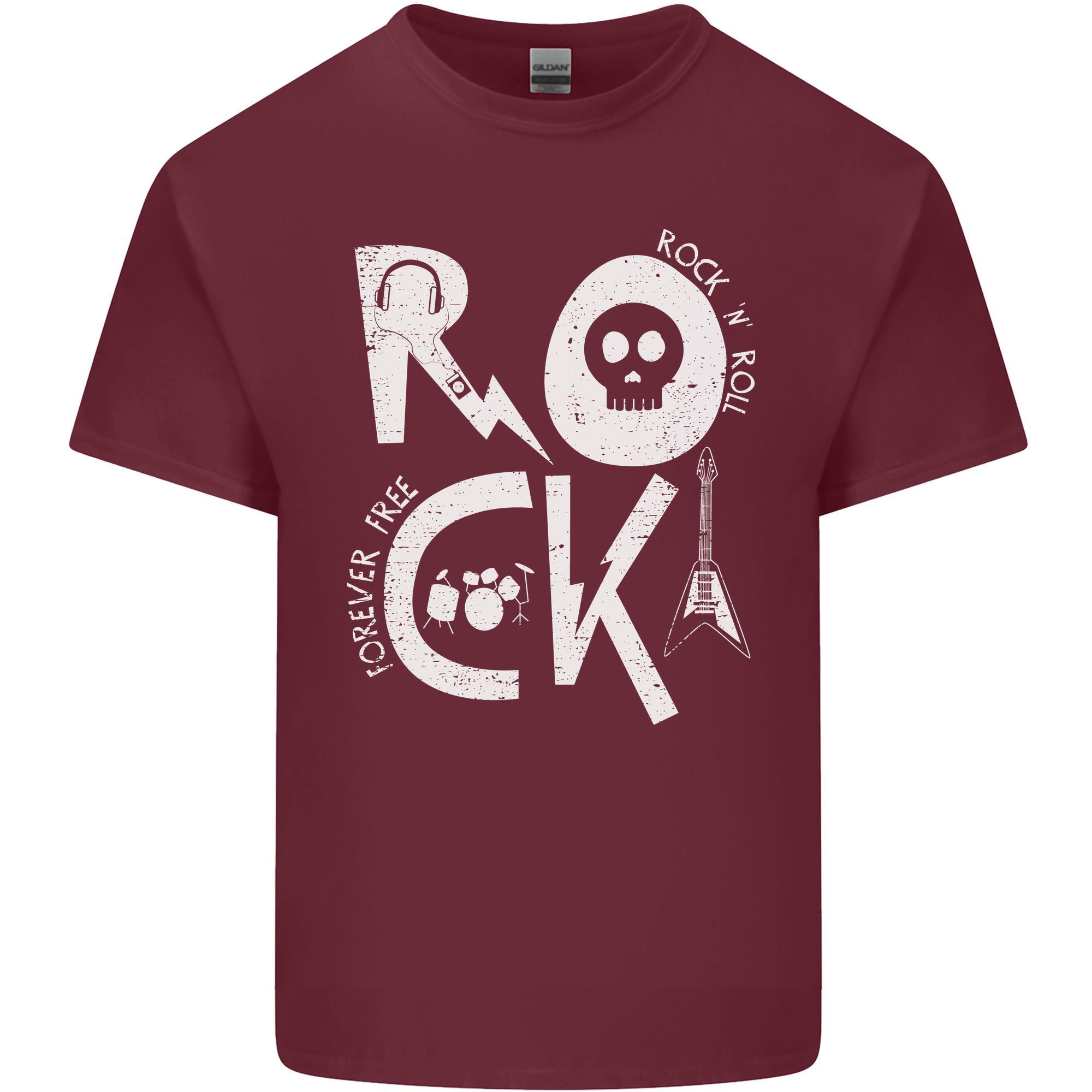 Rock Music Symbols Guitar Skull Unisexs Light Cotton TShirt S