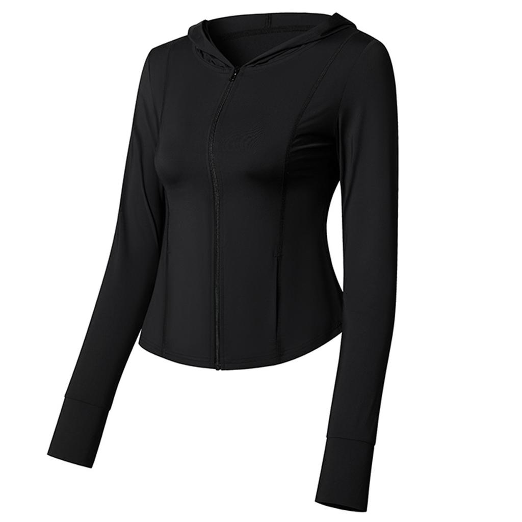 UPF10 + ice silk slim-fit sunscreen clothes women's cool skin ice-feeling sunscreen clothes UV-proof hooded yoga clothes jacket tide