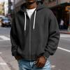Men's Zip-Up Hooded Plaid Jacket- Drawstring Casual Sports Sweatshirt