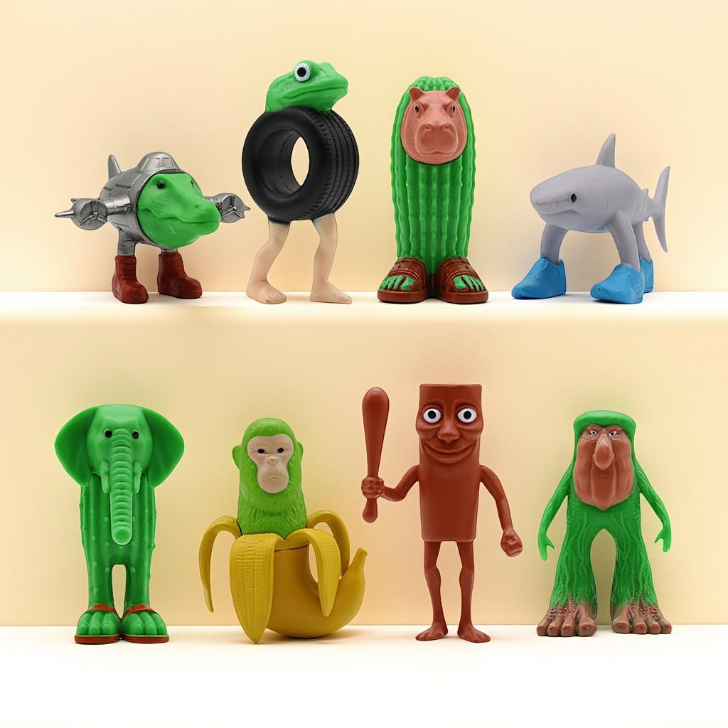 8 pièces Nouveau Tung Tung Sahur Cerveau Italien Bois Bâton Jouets Créatifs Décoration de Bureau Ornements de Collection Poupée Amusante Jouet Cadeau