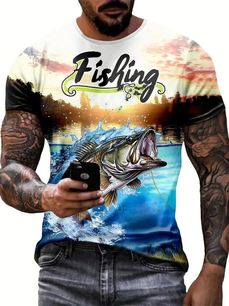 Fashion 3D Carp Fishing Men T-Shirt Fashion O-Neck Short-Sleeve Oversized T-Shirt Funny Tee Summer Streetwear Men Clothing Tops