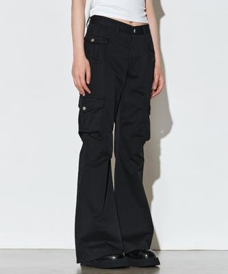 Hellenepaliseu Gusset Pocket Pigment Bootcut Pants [Black]