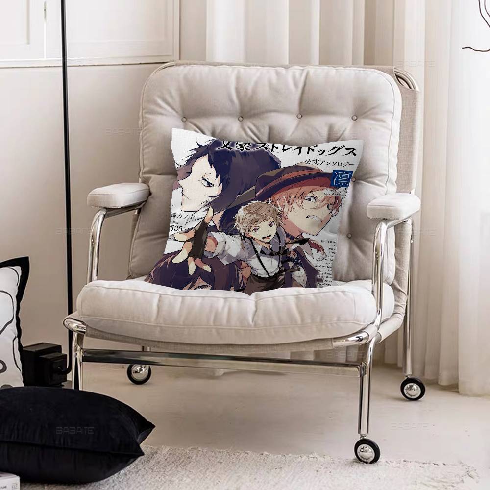 Anime Bungo Stray Dogs Pillow Cushion Cover Pillowcase Living Room Sofa Home Decor
