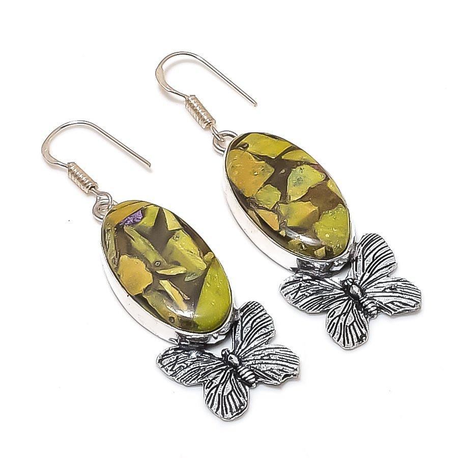 Natural Stichtite Stone Gemstone 925 Sterling Silver Jewelry Earring 2.36  AE-11919