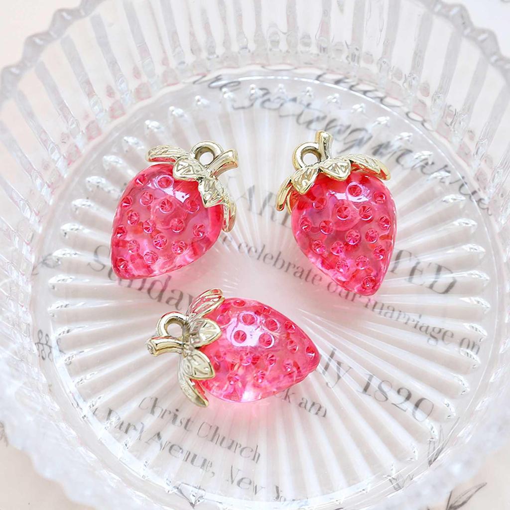 Large Transparent Acrylic Strawberry Pendant for DIY Jewelry Making