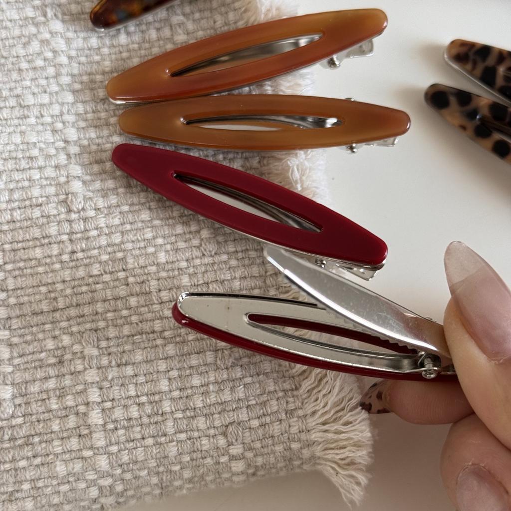 2Pcs/set Acetate Hair Clips Hollow Out Oval Bangs Duckbill Clips Geometric Barrettes Side Hairpins Women Girls Hair Accessories