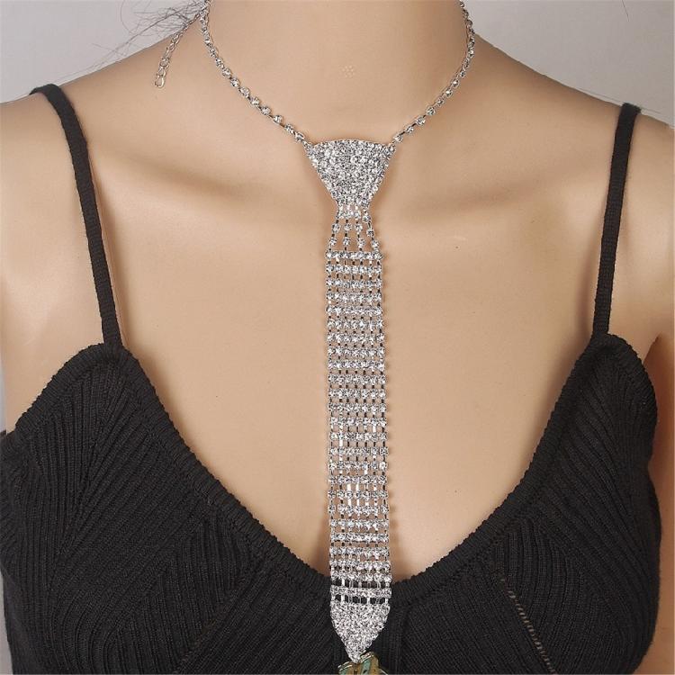 Sparkling Rhinestones Tie Necklace Jewelry For Proms Cocktail Parties And Evening Galas Celebration Photography Neckpiece