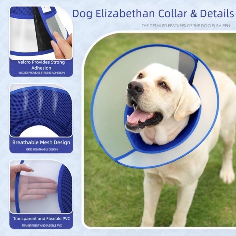 Breathable Dog Elizabethan Collar Adjustable Prevent Biting Dog Cone Collar Licking Protection Stop Scratching