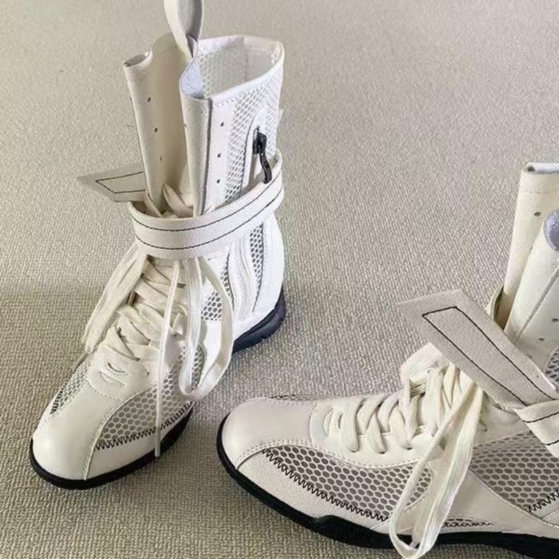 Small inner height increase duck hunting boots women's summer net boots boxing boots Martin short boots